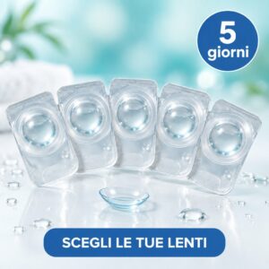 Campione di lenti a contatto giornaliere per 5 giorni: cinque blister e una lente